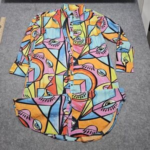 Live 4 Truth Colorful Wearable Art Button Up‎ Midi Shirt Dress Size Large
